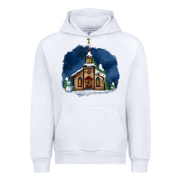 White Christmas church and snow Urban Hoodie - AdoDesignShop
