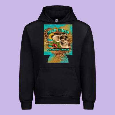 Dead Tired Fueled By Coffee 12 Oz Can Cooler (regular) Urban Hoodie Designed By Artiststas