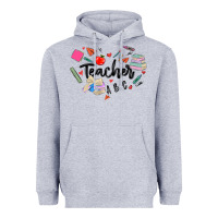 Heather Grey teacher heart Heavyweight Hoodie - MaliasSmallBusiness