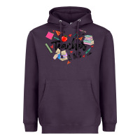 Plum teacher heart Heavyweight Hoodie - MaliasSmallBusiness
