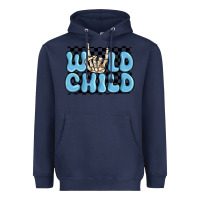 Navy wild child blue skeleton Heavyweight Hoodie - MaliasSmallBusiness