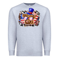 Heather Grey 4th of july cow Premium Sweatshirt - texasbilliewilder