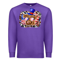 Purple 4th of july cow Premium Sweatshirt - texasbilliewilder