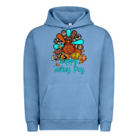Pigment Pebble Blue happy turkey day Urban Hoodie - JahusDesignShop