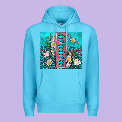 Turquoise Leopard Mama Premium Hoodie Designed By Adodesignshop
