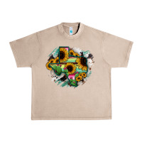 French Oak Texas Map Sunflower Cactus Serape Urban Heavy Tee - RanaPortraitStore