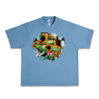 Pebble Blue Texas Map Sunflower Cactus Serape Urban Heavy Tee - RanaPortraitStore
