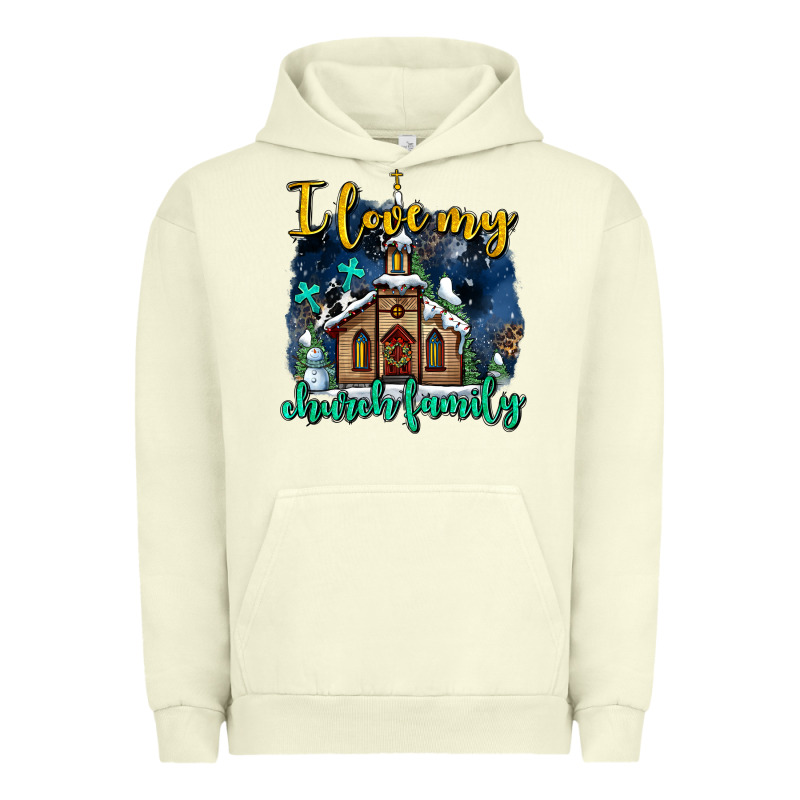 Christmas Church And Snow   ı Love My Church Family Urban Hoodie by AdoDesignShop | Teevron