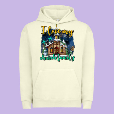 Christmas Church And Snow   ı Love My Church Family Urban Hoodie Designed By Adodesignshop