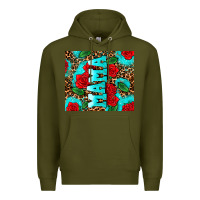 Army Green rose leopard mama Premium Hoodie - AdoDesignShop