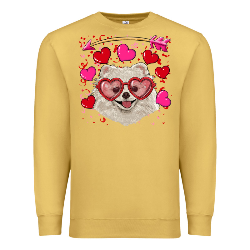 Valentine's Day White Pomeranian Premium Sweatshirt by RanaPortraitStore | Teevron