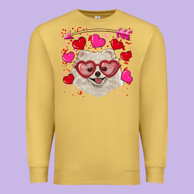 Premium Sweatshirt valentine's day white pomeranian