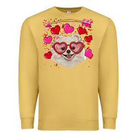 Antique Gold valentine's day white pomeranian Premium Sweatshirt - RanaPortraitStore
