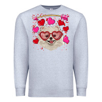 Heather Grey valentine's day white pomeranian Premium Sweatshirt - RanaPortraitStore