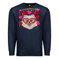 Navy valentine's day white pomeranian Premium Sweatshirt - RanaPortraitStore