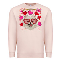 Pale Pink valentine's day white pomeranian Premium Sweatshirt - RanaPortraitStore