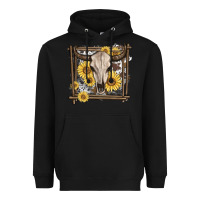 Black western bull skull Heavyweight Hoodie - MaliasSmallBusiness
