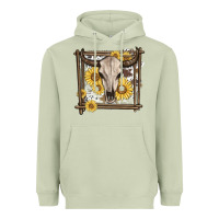 Matcha western bull skull Heavyweight Hoodie - MaliasSmallBusiness