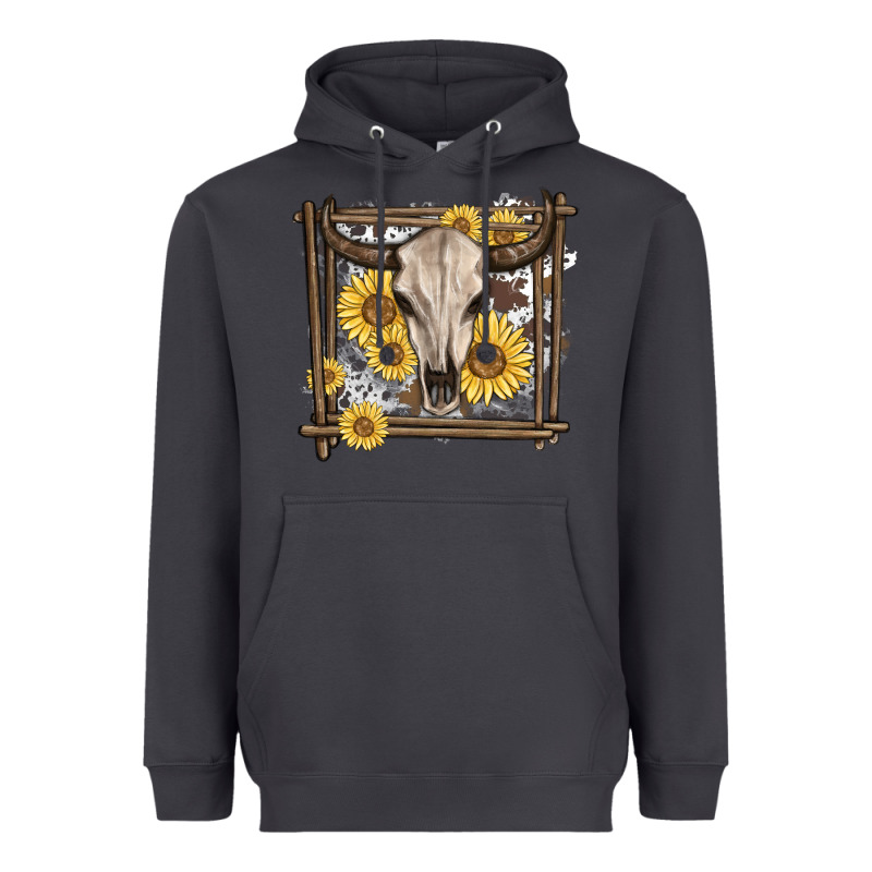 Western Bull Skull Heavyweight Hoodie by MaliasSmallBusiness | Teevron