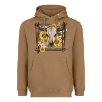 Toasted Coconut western bull skull Heavyweight Hoodie - MaliasSmallBusiness