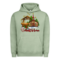 Pigment Oil Green the church  chrıst is born Urban Hoodie - AdoDesignShop
