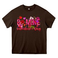 Chocolate Brown Be Mine Valentines Day Heavy Core Tee - CowhideDigitalArt