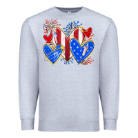 Heather Grey 4th of july hearts Premium Sweatshirt - texasbilliewilder