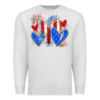 Oatmeal Heather 4th of july hearts Premium Sweatshirt - texasbilliewilder
