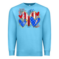 Ocean Blue 4th of july hearts Premium Sweatshirt - texasbilliewilder