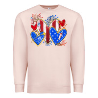 Pale Pink 4th of july hearts Premium Sweatshirt - texasbilliewilder