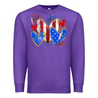 Purple 4th of july hearts Premium Sweatshirt - texasbilliewilder