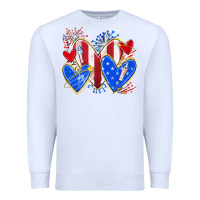 White 4th of july hearts Premium Sweatshirt - texasbilliewilder