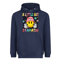 Navy a little bit dramatic Heavyweight Hoodie - MaliasSmallBusiness