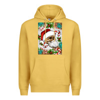 Antique Gold Christmas hippie skeleton santa Premium Hoodie - Artiststas