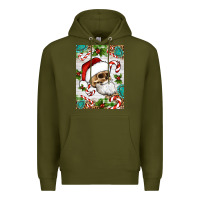 Army Green Christmas hippie skeleton santa Premium Hoodie - Artiststas