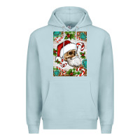 Blue Mist Christmas hippie skeleton santa Premium Hoodie - Artiststas