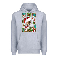 Heather Grey Christmas hippie skeleton santa Premium Hoodie - Artiststas