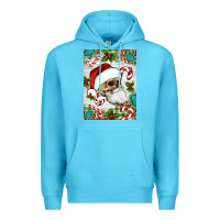 Ocean Blue Christmas hippie skeleton santa Premium Hoodie - Artiststas