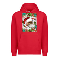 Red Christmas hippie skeleton santa Premium Hoodie - Artiststas