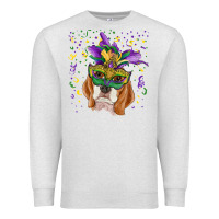 Oatmeal Heather mardi gras  mask beagle Premium Sweatshirt - RanaPortraitStore