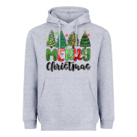 Heather Grey merry christmas trees Heavyweight Hoodie - MaliasSmallBusiness