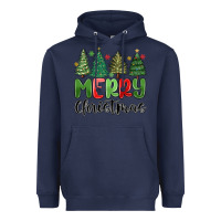 Navy merry christmas trees Heavyweight Hoodie - MaliasSmallBusiness
