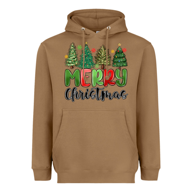 Merry Christmas Trees Heavyweight Hoodie by MaliasSmallBusiness | Teevron