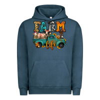 Pigment Midnight Navy farm life farm animals truck Urban Hoodie - Jasminsmagicworld
