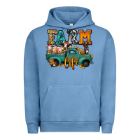 Pigment Pebble Blue farm life farm animals truck Urban Hoodie - Jasminsmagicworld