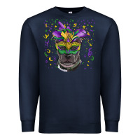 Navy mardi gras  mask pitbull Premium Sweatshirt - RanaPortraitStore