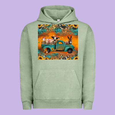 Farm Animals Truck Urban Hoodie Designed By Jasminsmagicworld