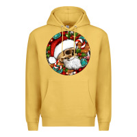 Antique Gold Christmas hippie skeleton santa ornament Premium Hoodie - Artiststas