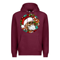Burgundy Christmas hippie skeleton santa ornament Premium Hoodie - Artiststas