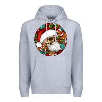 Heather Grey Christmas hippie skeleton santa ornament Premium Hoodie - Artiststas